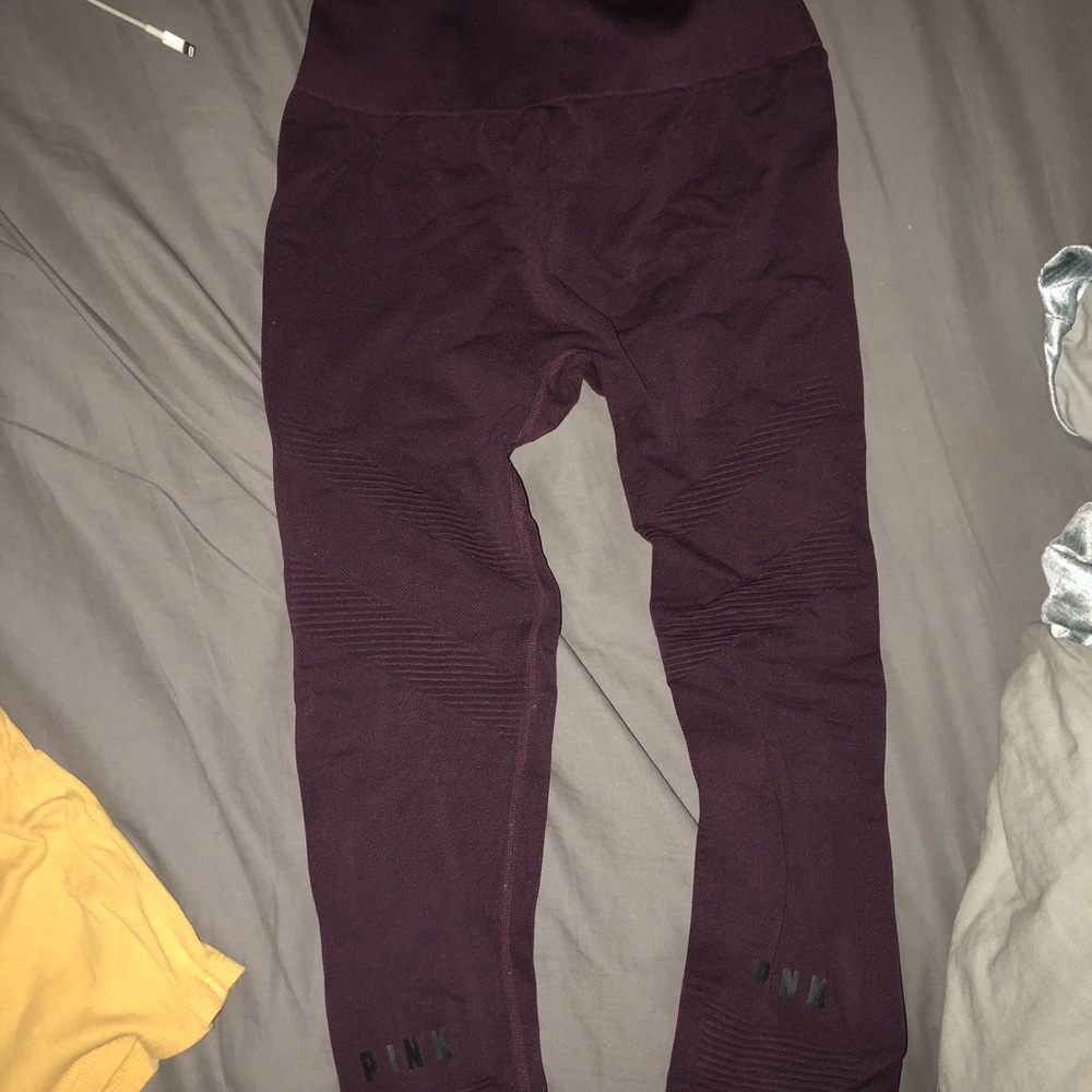 Maroon full length high waisted PINK leggings